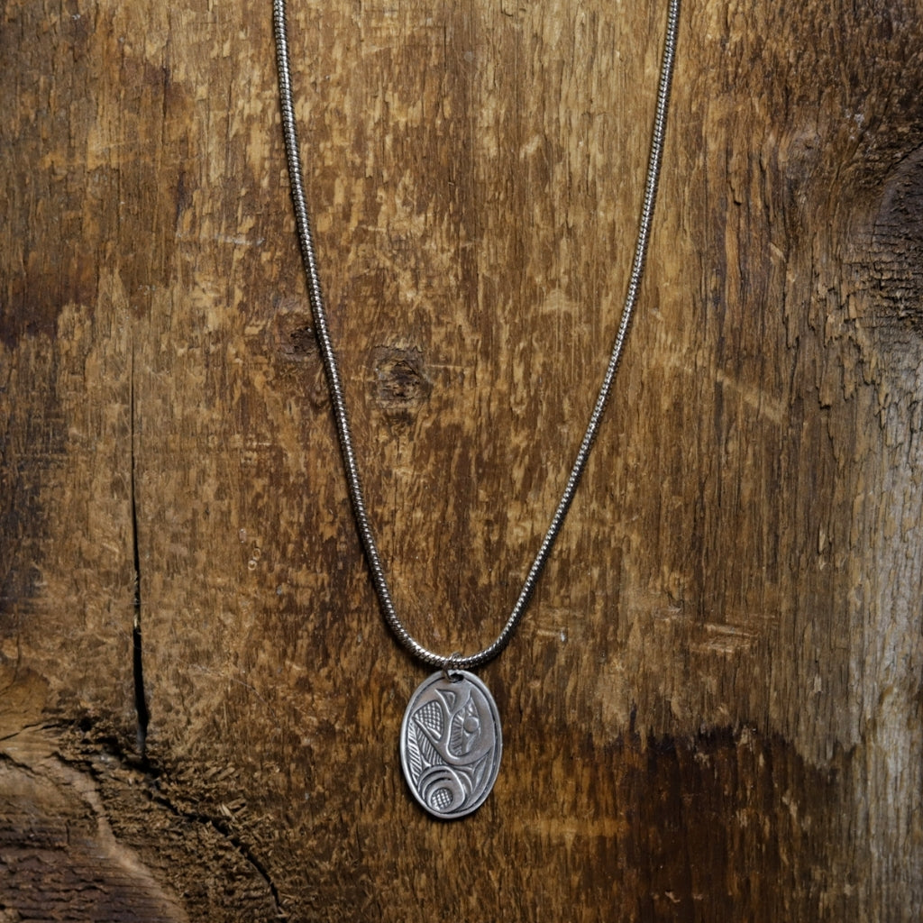 'Eagle' Pewter Pendant Neckace by Alex Helin