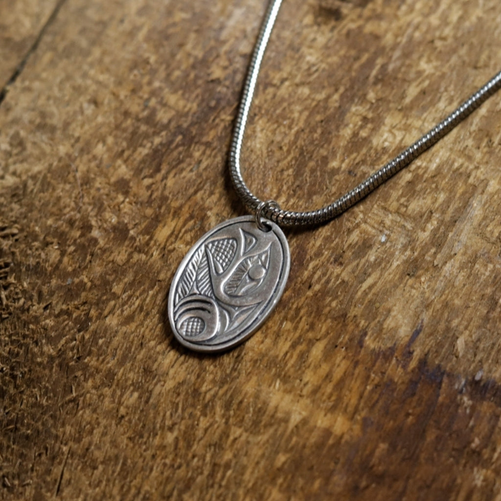 'Eagle' Pewter Pendant Neckace by Alex Helin