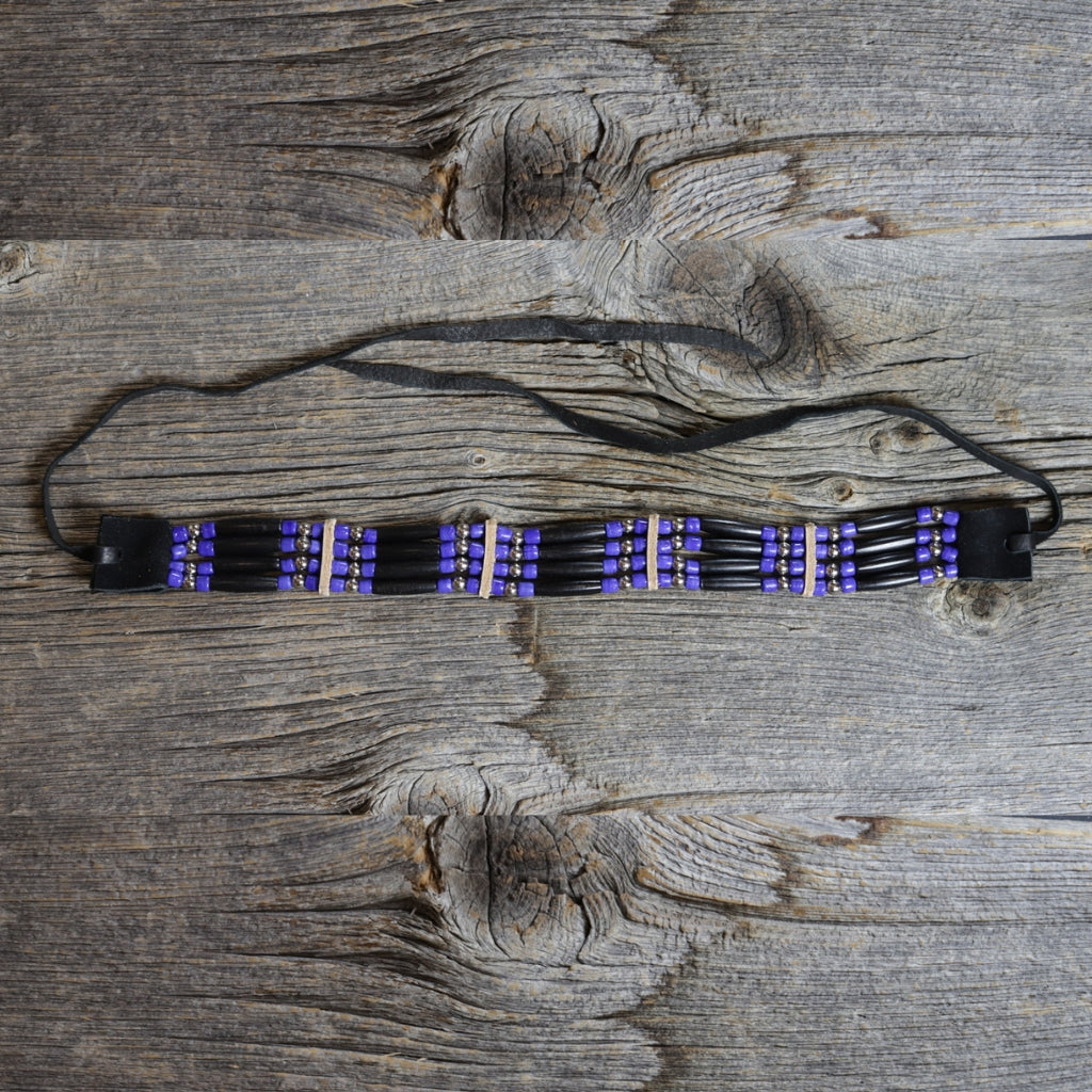 4 Row Choker - Black & Royal Blue