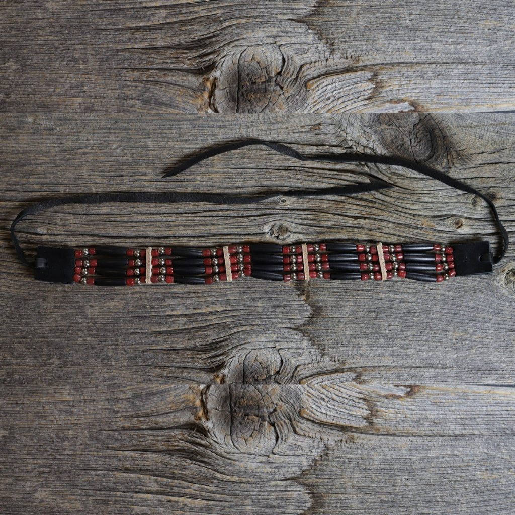 4 Row Choker - Black & Dark Red