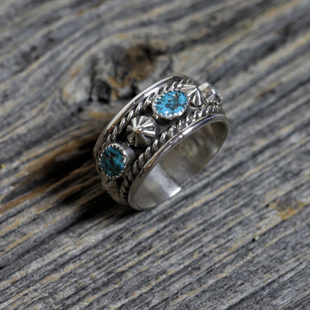 Navajo Silver & Turquoise Ring by Ronnie Martinez - Beaded Dreams