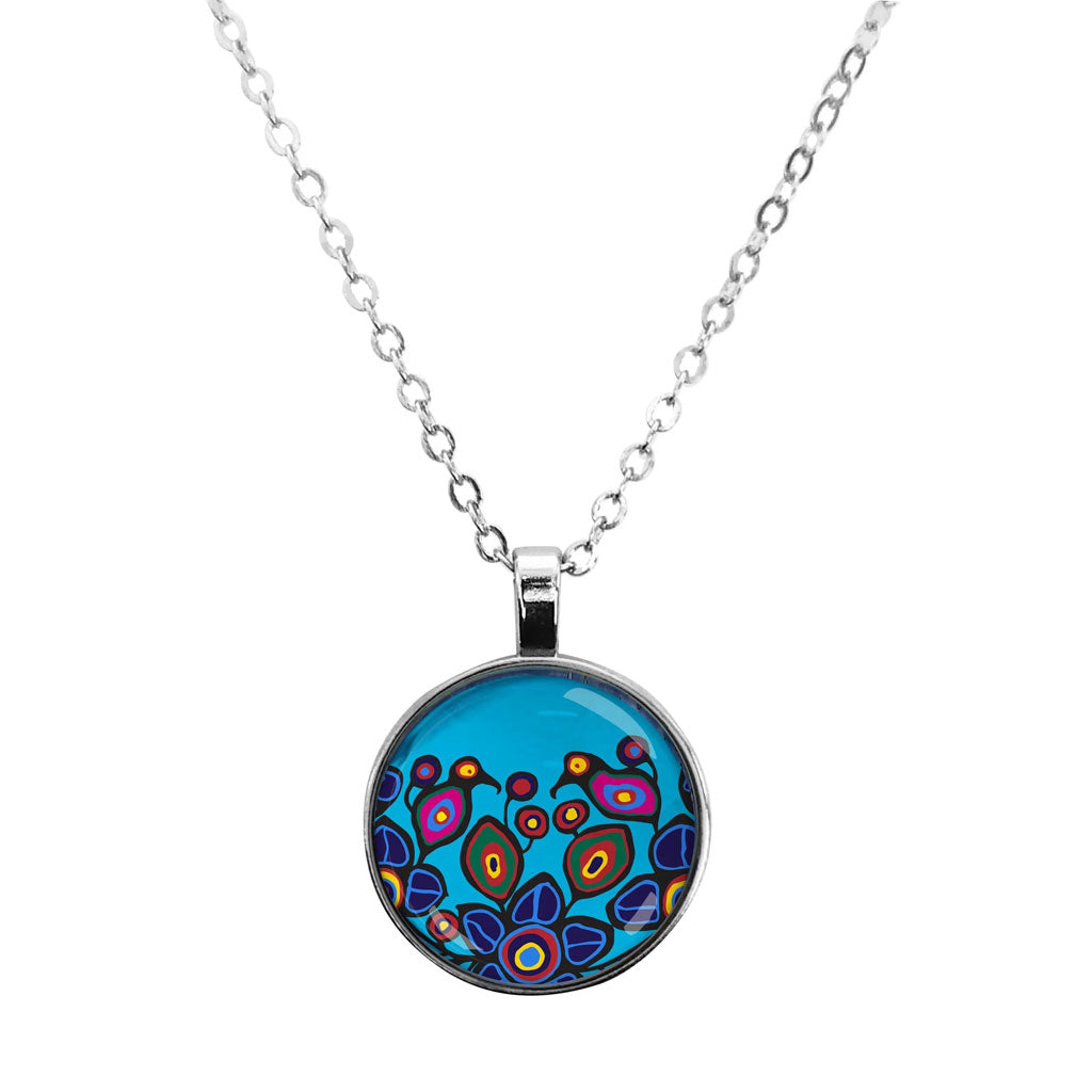 Woodland Floral' Glass Dome Necklace by Norval Morisseau - Beaded Dreams