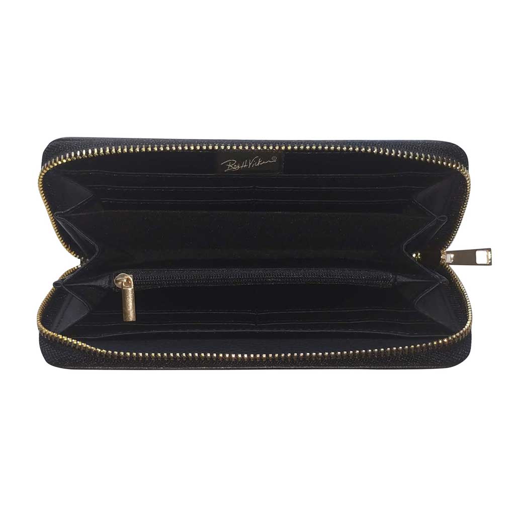 Frodo Wallet - Black Leather All Over Eyes Embroidery  Zip around wallet,  Designer handbag brands, Black leather